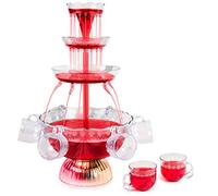 Nostalgia LPF230 3-Tier Lighted Party Fountain, Holds 1.5 Gallons, LED Lighted Base, Includes 8 Reusable Cups