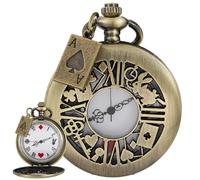 Nostalgia Movie Theme Design Alloy Quartz Pocket Watch with Chain Necklace Pendant & Gift Box, CF1263., CF1241