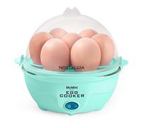 Nostalgia MyMini 7 Egg Cooker makes 7 soft medium or hard boiled eggs egg bowls includes egg white separator (Teal)