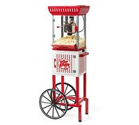 Nostalgia PC25RW 2.5 oz Popcorn & Concession Cart, 48" Tall, Makes 10 Cups, with Kernel & Oil Measuring Spoons & Scoop, 13" Wheels for Easy Mobility, Red/White