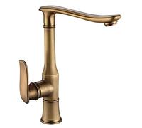 Nostalgia Retro Single Lever Kitchen Sink Mixer Faucet, 360° Rotatable, Antique Brass Hot & Cold Tap