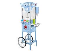 Nostalgia SCC200 54-Inch Tall Snow Cone Cart, Makes 72 ICY Treats, Includes Metal Scoop, 2 Syrup Bottles, 100 Paper Cups/Spoons, Storage Compartment, Wheels for Easy Mobility - Blue, Plastic