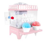 Nostalgia Snow Cone Shaved Ice Machine - Retro Table-Top Slushie Machine Makes 20 ICY Treats - Includes 2 Reusable Plastic Cups & Ice Scoop - Pink
