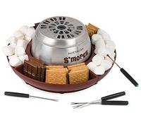 Nostalgia Tabletop Indoor Electric S'mores Maker - Smores Kit With Marshmallow Roasting Sticks and 4 Trays for Graham Crackers, Chocolate, and Marshmallows - Movie Night Supplies - Brown