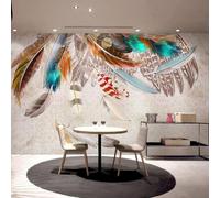 Nostalgia Vintage Colourful Feathered Accent 3D Wallpaper Textured Silk Easy Install Living Room Sofa Bedroom Dining Room Home Decoration Wall-150cm×105cm