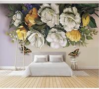 Nostalgia Vintage Warm Beautiful Rose Butterfly 3D Wallpaper Silky Texture Home Study Office Grey Dining Room Sofa Bedroom Living Room TV Backdrop-400cm×280cm