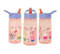 Peppa Pig Nostalgia Water Bottle with Flip up Straw, 400ml, Pink
