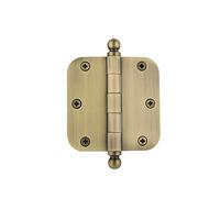 Nostalgic 728351 3.5" Ball Tip Residential Hinge with 5/8" Radius Corners Door, Antique Brass