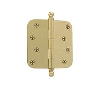 Nostalgic 728366 Warehouse Ball Tip Residential 5/8" Radius Corners Door Hinge, Polished Brass, 4 Inch