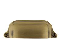 Nostalgic 761752 Warehouse Cup Pull Farm Large in Antique Brass Cabinet Hardware, L