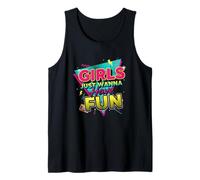Nostalgic 80s Inspired Girls Just Wanna Have Fun Throwback Tank Top