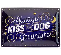 Nostalgic-Art PfotenSchild - Kiss Your Dog - Gift idea for pet ownersRetro Tin SignMetal PlaqueVintage design for wall decoration20 x 30 cm