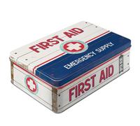 Nostalgic-Art 30721 - Nostalgic Pharmacy, First Aid Blue - Emergency Supply - Retro Tin Box Flat