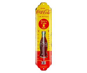 Nostalgic-Art, Analogue Retro Thermometer, Coca-Cola - In Bottles - Gift idea for Coke fans, Metal wall decoration, Vintage design, 6.5 x 28 cm, 80311
