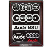 Nostalgic-Art Audi Evolution Logo Gift for Car Accessories Fans, Metal, Vintage Design for Decoration, 30 x 40 cm