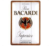 Nostalgic-Art Bacardi - Superior White Wood - Retro Metal Sign - 20 x 30 cm - Gift Idea for Rum Lovers - Official License Product (OLP) - Vintage Metal