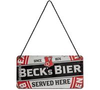 Nostalgic-Art Beck's-Label Served Here-Beer Lovers Gift Idea, Made of metal, Vintage Design for Decoration, 10 x 20 cm