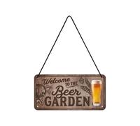 Nostalgic-Art Retro Welcome to The Beer Garden Hanging Sign - Gift Idea for Beer Fans Metal Vintage Design for Decoration 10 x 20 cm