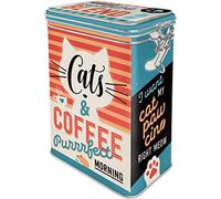 Nostalgic-Art Cats & Coffee-Gift Idea for Cat Owners, Large tin for coffee with aroma lid, Vintage Design, 1.3 l