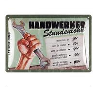 Nostalgic-Art Craftsman Hourly Wage-Gift Idea for Craftsmen, Made of metal, Vintage Design with Saying, 20 x 30 cm