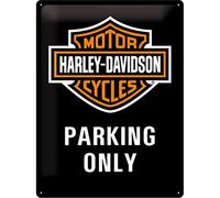 Nostalgic-Art Harley-Davidson Parking Only - Gift idea for motorcycle fansRetro Tin SignMetal PlaqueVintage design for decoration30 x 40 cm