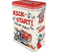 Nostalgic-Art MOTOmania Retro Coffee Canister 1.3 Litre - Kick-Start Your Day! - Gift Idea for Bikers, Tin Tin with Aroma Lid, Vintage Design