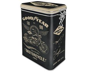Nostalgic-Art Retro Coffee Canister 1.3 Litre Goodyear - Motorcycle - Gift Idea for Motor Fans Tin Tin with Aroma Lid Vintage Design