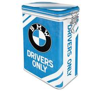 Nostalgic-Art Retro coffee tin box, 1.3 l, BMW - Drivers Only | original BMW license product (OLP), metal clip top tin, vintage design, Gift idea for BMW fans