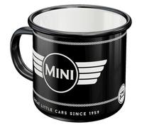 Nostalgic-Art Retro Enamel Mug 360ml Mini - Logo Black - Gift Idea for Mini Cooper Accessories Fans Camping Mug Vintage Design