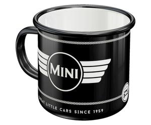 Nostalgic-Art Retro Enamel Mug 360ml Mini - Logo Black - Gift Idea for Mini Cooper Accessories Fans Camping Mug Vintage Design