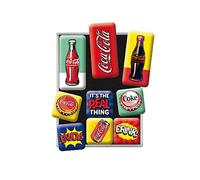 Nostalgic-Art Retro Fridge Magnets 9 Pieces Coca Cola - Pop Art - Gift Idea for Coke Fans Magnet Set for Magnetic Board Vintage Design