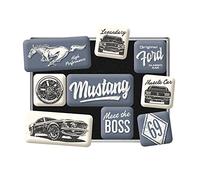 Nostalgic-Art Retro Fridge Magnets 9 Pack Ford Mustang - The Boss - Gift Idea for Ford Accessories Fans Magnet Set for Magnetic Board Vintage Design