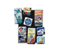 Nostalgic-Art Retro Fridge Magnets 9 Pack Pan Am - Travel The World Posters - Gift Idea for Travel Enthusiasts, Magnet Set for Magnetic Board, Vintage Design