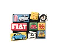 Nostalgic-Art Retro Fridge Magnets 9 Pieces FIAT 500 - Loved Since 1957 - Gift Idea for FIAT Fans Magnet Set for Magnetic Board Vintage Design