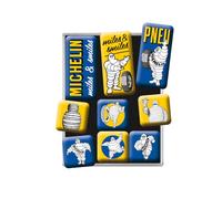 Nostalgic-Art Retro fridge magnets, 9 pieces, Michelin - Logo Evolution - Gift idea for motor fans, magnet set for notice board, vintage design
