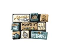 Nostalgic-Art Outdoor Gift Idea for Adventurers, Set for Magnetic Board, Vintage Design, 9 Stück