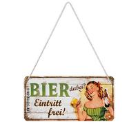 Nostalgic-Art Retro Hanging Sign, 10 x 20 cm, Beer Included - Entry Idea as Bar Accessories, Made of Metal, Vintage Design with Saying, Tin Signs Sayings, Beer Decoration