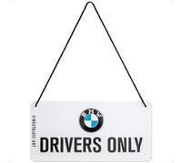 Nostalgic-Art Retro Hanging Sign BMW - Drivers Only - Gift Idea for car accessories fans, Metal Plaque, Vintage design for decoration, 10 x 20 cm