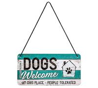 Nostalgic-Art Retro Hanging Sign Dogs Welcome - Gift Idea for pet owners, Metal Plaque, Vintage design for decoration, 10 x 20 cm