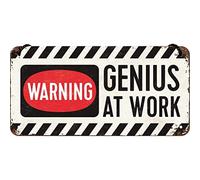 Nostalgic-Art Retro Hanging Sign Genius at Work - Gift Idea for Geniuses, Metal Plaque, Vintage design for decoration, 10 x 20 cm, 28007
