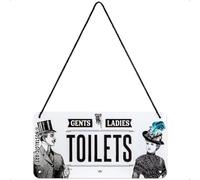 Nostalgic-Art Ladies & Gentlemen Toilets-Warning Sign Gift Idea, Metal, Decorative Vintage Design, 10 x 20 cm