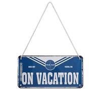 Nostalgic-Art Retro Hanging Sign Pan Am - On Vacation - Gift Idea for travelers, Metal Plaque, Vintage design for decoration, 10 x 20 cm