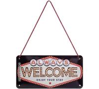 Nostalgic-Art Retro Hanging Sign Welcome - Gift Idea for Las Vegas & Route 66 fans, Metal Plaque, Decorative vintage design, 10 x 20 cm