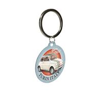 Nostalgic-Art Retro keychain, Ø 4 cm, Fiat 500 - Turin Italy - Gift idea for Fiat fans, Official License Product (OLP), made of metal, vintage design