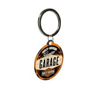 Nostalgic-Art Retro keychain, Ø 4 cm, Harley-Davidson - Garage - Gift idea for bikers, Official License Product (OLP), made of metal, vintage design