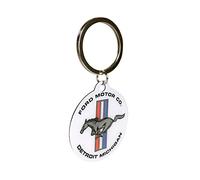 Nostalgic-Art Retro Keyring Diameter 4 cm Ford Mustang - Horse & Stripes Logo - Gift Idea for Ford Accessories Fans Metal Vintage Design, Vintage design., diameter 4 cm, Retro