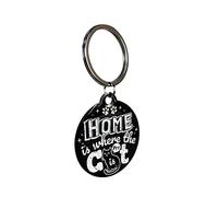 Nostalgic-Art Retro Keyring Round Home is where the cat is black - Gift Idea for Cat Owners, Metal, Vintage Design, Diameter 4 cm, Vintage design, diameter 4 cm, Retro