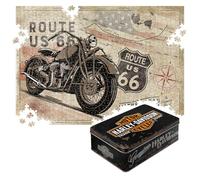 Nostalgic-Art Retro Puzzle, 1,000 pieces, Route 66 - Bike Map H-D 1 - Gift idea for Route 66 fans, packaged in a durable metal storage tin, vintage design