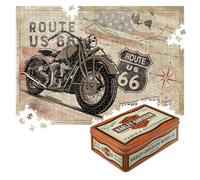 Nostalgic-Art Retro Puzzle, 1,000 pieces, Route 66 - Bike Map H-D 2 - Gift idea for Route 66 fans, packaged in a durable metal storage tin, vintage design