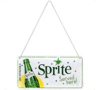 Nostalgic-Art Retro Sprite-Served Here Hanging Sign - Gift Idea as Bar Accessories Metal Vintage Design for Decoration 10x20cm